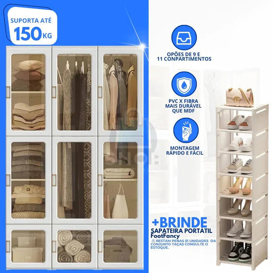Closet Dobrável Inteligente + Brinde Sapateira - 50% de Desconto!