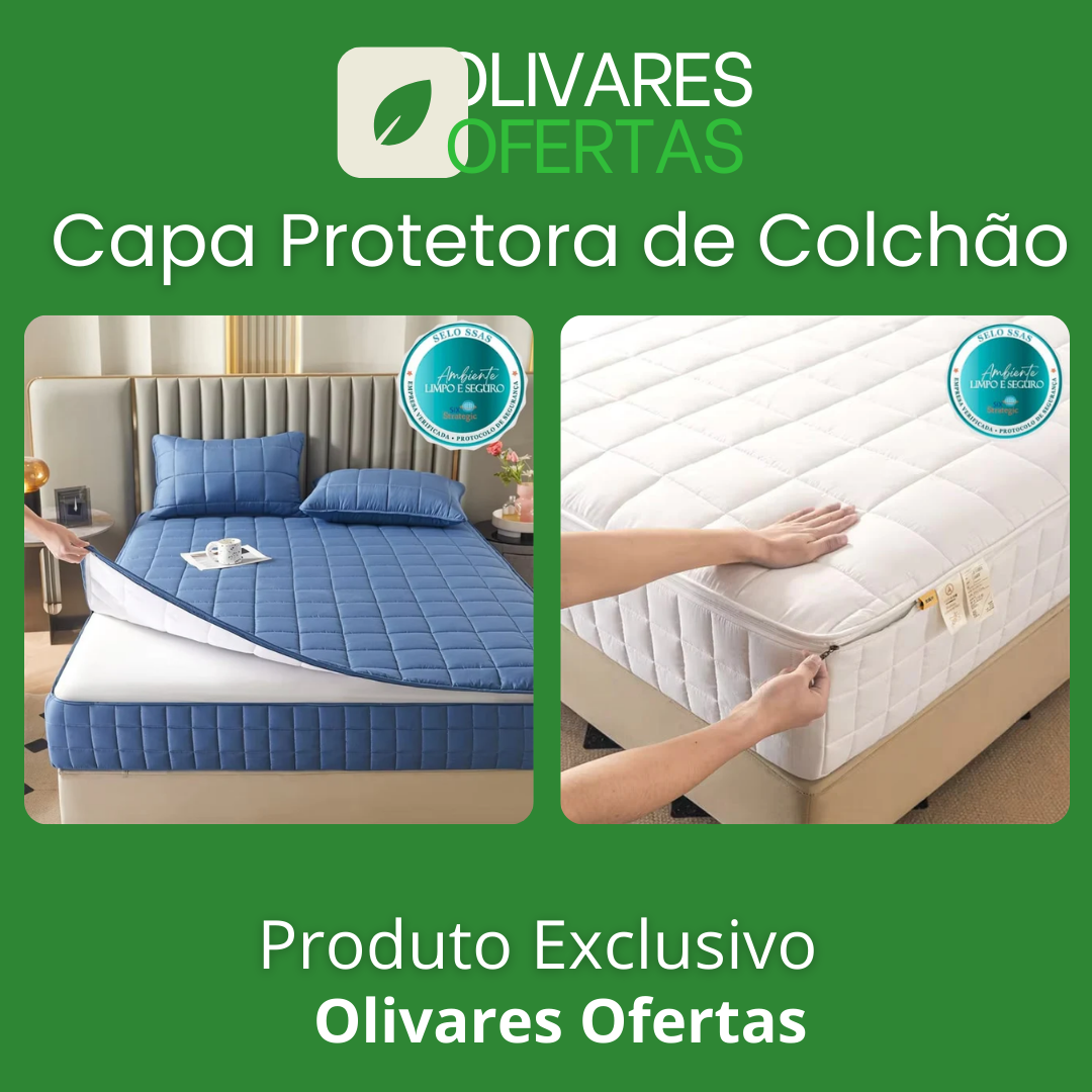 Capa Protetora de Colchão com Zíper - Modelo Premium Exclusive - 100% Impermeável - Algodão 1000 Fios